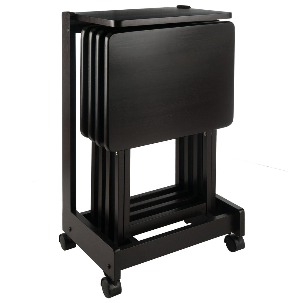 Winsome Wood Brienda 5-piece Snack Table Set With Flip Top And Serving Cart – Perfect For Easy Entertaining At Home! Coffee Solid Wood 23620-winsome-wood