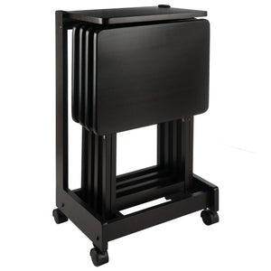 Winsome Wood Brienda 5-piece Snack Table Set With Flip Top And Serving Cart – Perfect For Easy Entertaining At Home! Coffee Solid Wood 23620-winsome-wood