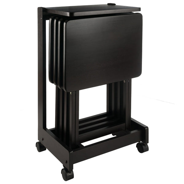 Winsome Wood Brienda 5-piece Snack Table Set With Flip Top And Serving Cart – Perfect For Easy Entertaining At Home! Coffee Solid Wood 23620-winsome-wood