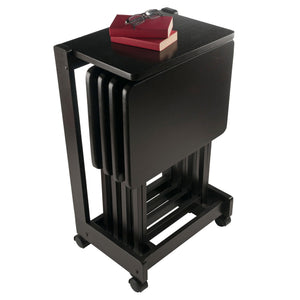 Winsome Wood Brienda 5-piece Snack Table Set With Flip Top And Serving Cart – Perfect For Easy Entertaining At Home! Coffee Solid Wood 23620-winsome-wood