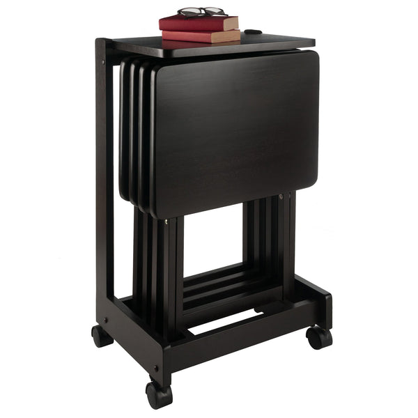 Winsome Wood Brienda 5-piece Snack Table Set With Flip Top And Serving Cart – Perfect For Easy Entertaining At Home! Coffee Solid Wood 23620-winsome-wood