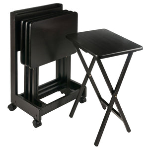 Winsome Wood Brienda 5-piece Snack Table Set With Flip Top And Serving Cart – Perfect For Easy Entertaining At Home! Coffee Solid Wood 23620-winsome-wood