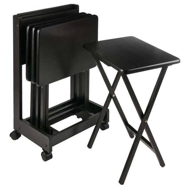 Winsome Wood Brienda 5-piece Snack Table Set With Flip Top And Serving Cart – Perfect For Easy Entertaining At Home! Coffee Solid Wood 23620-winsome-wood