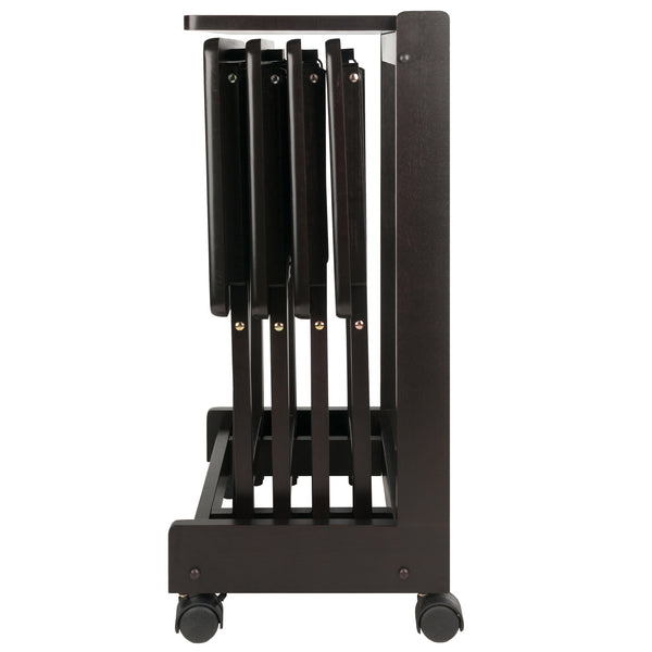 Winsome Wood Brienda 5-piece Snack Table Set With Flip Top And Serving Cart – Perfect For Easy Entertaining At Home! Coffee Solid Wood 23620-winsome-wood