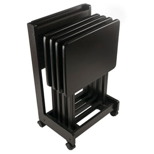 Winsome Wood Brienda 5-piece Snack Table Set With Flip Top And Serving Cart – Perfect For Easy Entertaining At Home! Coffee Solid Wood 23620-winsome-wood