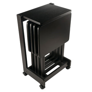 Winsome Wood Brienda 5-piece Snack Table Set With Flip Top And Serving Cart – Perfect For Easy Entertaining At Home! Coffee Solid Wood 23620-winsome-wood