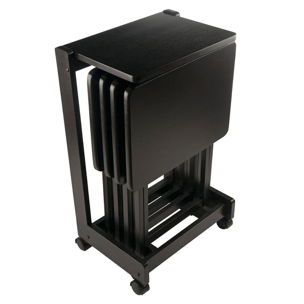 Winsome Wood Brienda 5-piece Snack Table Set With Flip Top And Serving Cart – Perfect For Easy Entertaining At Home! Coffee Solid Wood 23620-winsome-wood