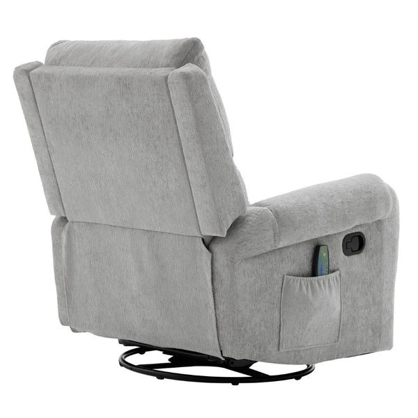 English Elm Manual Recliner Swivel Rocker Massage Chair Chenille Nursery and Living Room Seat Grey N763P347287E