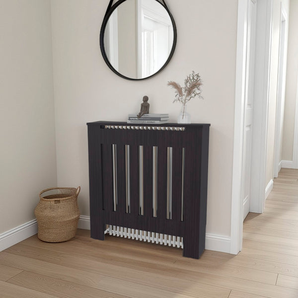 English Elm Radiator Cover Cabinet with Open Shelf Slim White Engineered Wood Hallway Storage B097P350328