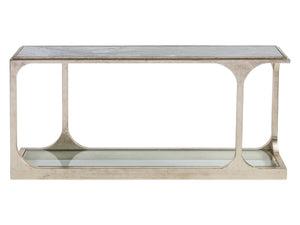 Lexington Artistica Home Bond Street Sofa Table - Upscale Designer Iron Table With Unique Glass Top And Artistic Open Arc Design Champagne Wood 2363-967