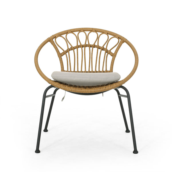 English Elm Christopher Knight Home® - BANYA Light Brown PE Rattan Chair Set with Iron Frame, Waterproof Fabric, Modern Loop Design for Outdoor Elegance 70431.00LBRN