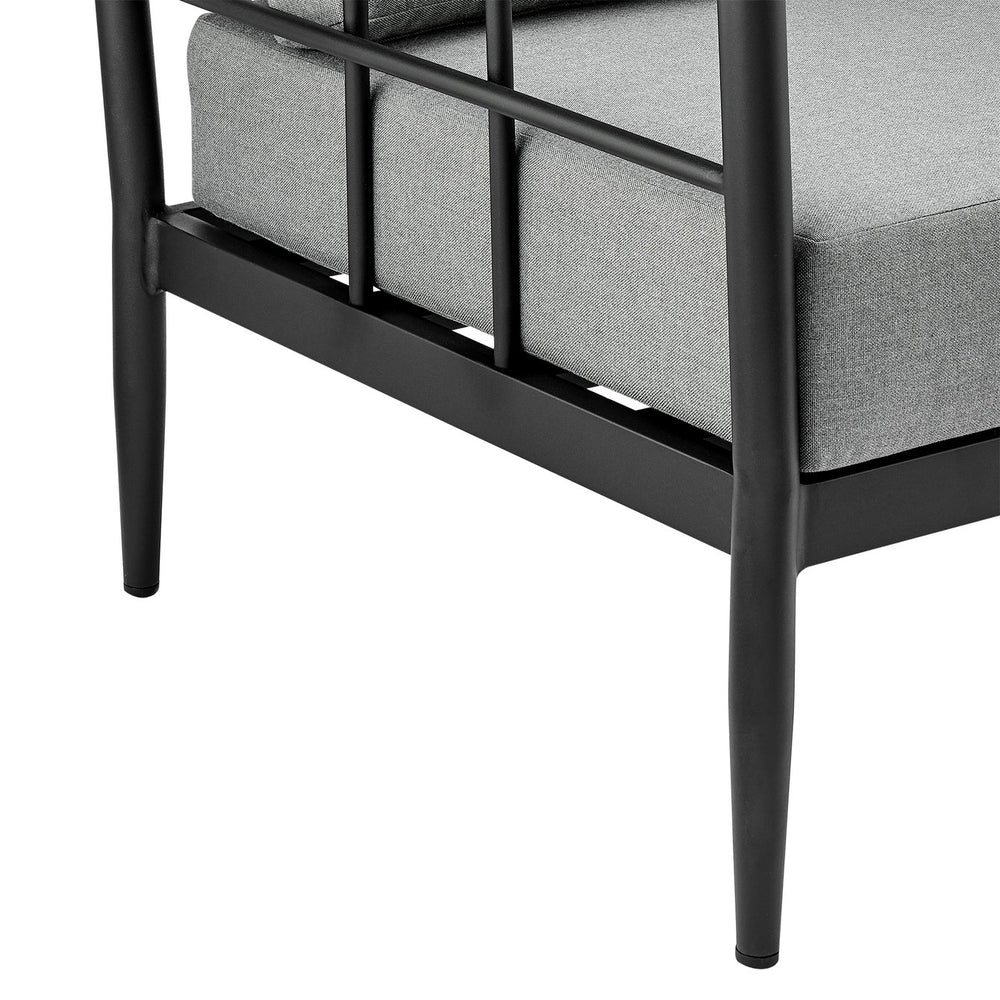 English Elm Harlen Outdoor Aluminum And Teak Sofa - All-Weather Comfort With Quick-Drying Cushions, 79" Long B2736P354359