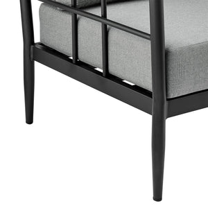 English Elm Harlen Outdoor Aluminum And Teak Sofa - All-Weather Comfort With Quick-Drying Cushions, 79" Long B2736P354359