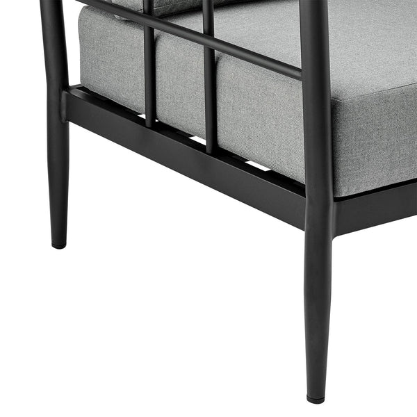 English Elm Harlen 4-Piece Outdoor Lounge Set with Teak Accents, Gray Cushions, Aluminum Frame, Weatherproof B2736S00015