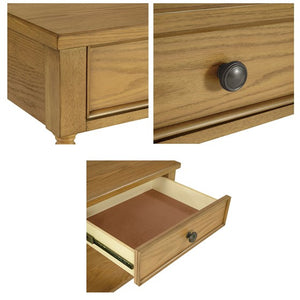 English Elm Nightstand Solid Wood Camel Oak Finish with Drawer & Open Shelf, 24"W x 26"H Stylish Storage B035P262689