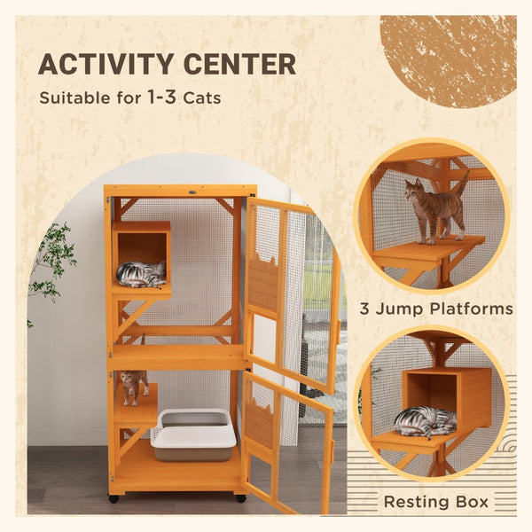 English Elm Pawhut Five Tier Ferret Chinchilla Habitat Steel Wire Enclosure with Hammock Rolling Base W2225P173767
