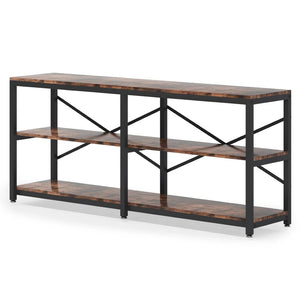 English Elm Hall Console Table Industrial Rustic Two Tier Wood Tone Metal Frame Entryway Sofa T3971P456631