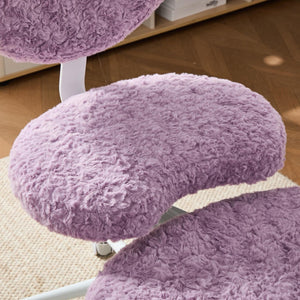 English Elm Artificial Rabbit Hair Cross Legged Desk Chair with Lumbar Support and Swivel Footrest Violet W1143P403572