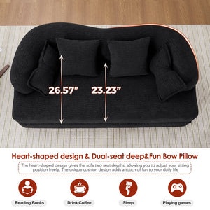English Elm (old Sku W2231p392100) Chenille Sleeper Sofa Foldable Convertible Loveseat with Four Pillows Black W2231P466738