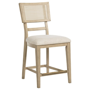 English Elm Kimpton Oak Veneer Counter Dining Set with Cane Chairs and Vitrine Cabinet B062S01824