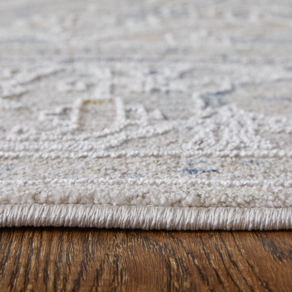 Feizy Rugs Pasha Global Charm Area Rug - Vibrant Medallion Design, Soft Low Pile, Stain-resistant & Kid-friendly Ivory,Taupe,Blue Polyester Pas39m5fbgebluf05