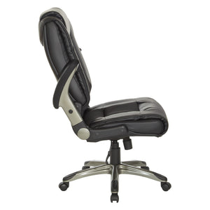 OSP Home Furnishings Exec Bonded Leather Office Chair with Lumbar Support Padded Arms and Pneumatic Height Lift ECH52607-EC3