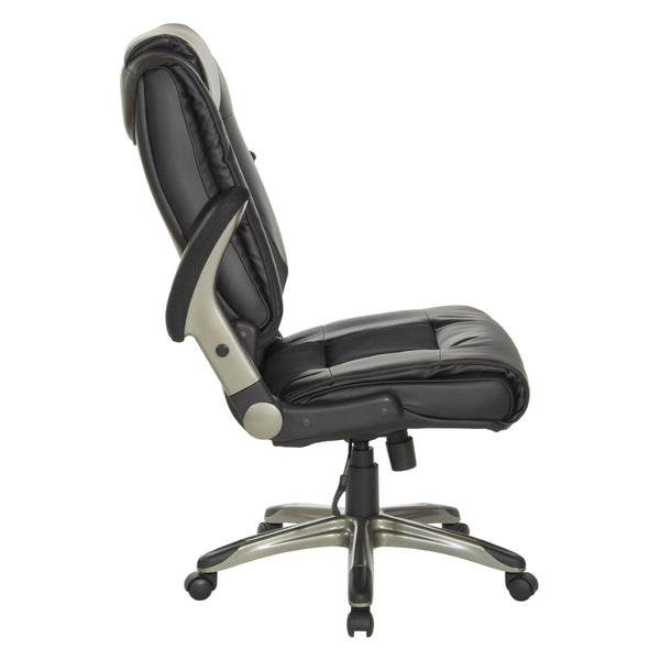OSP Home Furnishings Exec Bonded Leather Office Chair with Lumbar Support Padded Arms and Pneumatic Height Lift ECH52607-EC3
