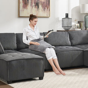 English Elm United We Win U-Shaped Modular Sectional Sofa - 6-Seat Reversible Chaise For Stylish Living Rooms W1568S00157-GIGA