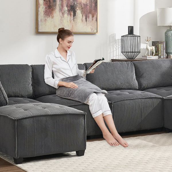 English Elm United We Win U-Shaped Modular Sectional Sofa - 6-Seat Reversible Chaise For Stylish Living Rooms W1568S00157-GIGA