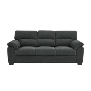English Elm 3-seater Track Arm Sofa Tufted Textured Fabric Couch for Modern Living Rooms Dark Gray W5568S00009
