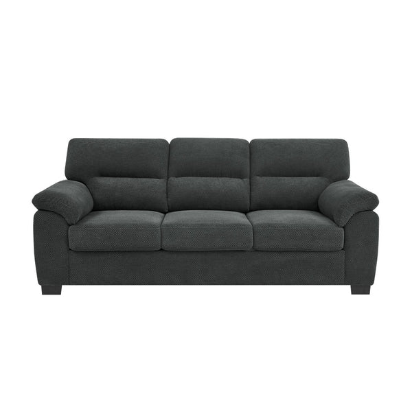 English Elm 3-seater Track Arm Sofa Tufted Textured Fabric Couch for Modern Living Rooms Dark Gray W5568S00009