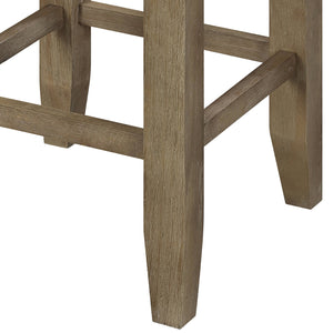 English Elm Charnell Gray Faux Leather Counter Stools Set of 2 - Oak Finish, Button Tufted, Padded Storage Base B2726P338681