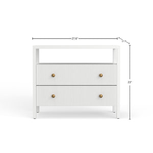 Alpine Furniture Marsha Nightstand In Coconut Milk - Chic Farmhouse Design With Ribbed Drawers & Easy Assembly Coconut Milk Rubberwood Solids & Oak Veneer 2368-02-alpine