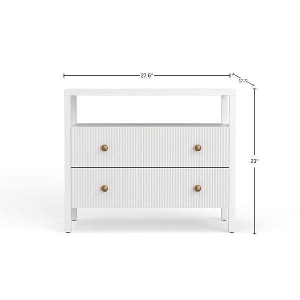 Alpine Furniture Marsha Nightstand In Coconut Milk - Chic Farmhouse Design With Ribbed Drawers & Easy Assembly Coconut Milk Rubberwood Solids & Oak Veneer 2368-02-alpine