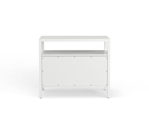 Alpine Furniture Marsha Nightstand In Coconut Milk - Chic Farmhouse Design With Ribbed Drawers & Easy Assembly Coconut Milk Rubberwood Solids & Oak Veneer 2368-02-alpine