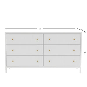 Alpine Furniture Marsha Dresser – Modern Farmhouse Elegance With Ribbed Drawers & Coconut Milk Finish For Stylish Storage Coconut Milk Rubberwood Solids & Oak Veneer 2368-03-alpine