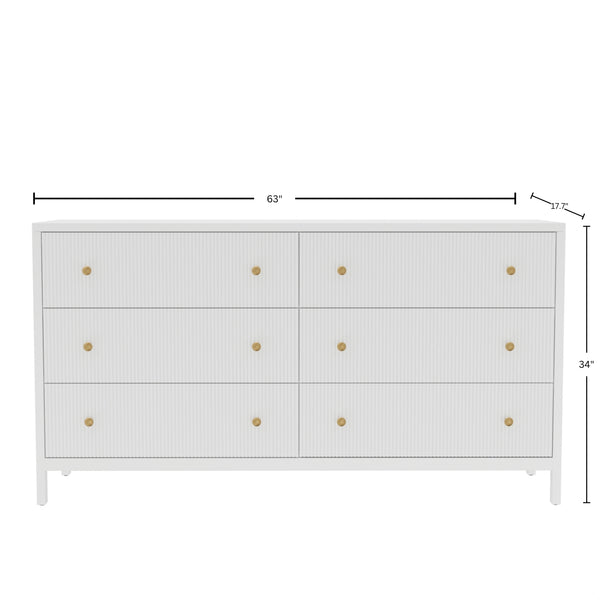 Alpine Furniture Marsha Dresser – Modern Farmhouse Elegance With Ribbed Drawers & Coconut Milk Finish For Stylish Storage Coconut Milk Rubberwood Solids & Oak Veneer 2368-03-alpine