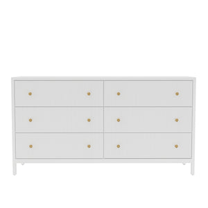 Alpine Furniture Marsha Dresser – Modern Farmhouse Elegance With Ribbed Drawers & Coconut Milk Finish For Stylish Storage Coconut Milk Rubberwood Solids & Oak Veneer 2368-03-alpine