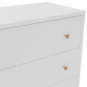 Alpine Furniture Marsha Dresser – Modern Farmhouse Elegance With Ribbed Drawers & Coconut Milk Finish For Stylish Storage Coconut Milk Rubberwood Solids & Oak Veneer 2368-03-alpine