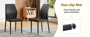 English Elm Table and Chair Set Modern Marble Glass Top Dining with 4 Ergonomic Pu Seats W1151S04630