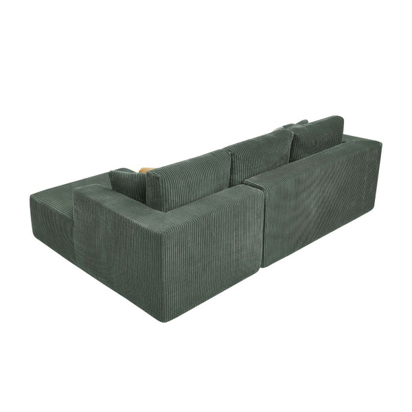 English Elm Full Corduroy L-shaped Sectional Sofa Foam Cushions No Assembly Cozy Living Room B2748S00050