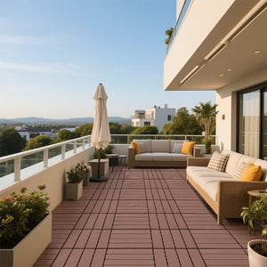 English Elm Plastic Snap Together Patio Deck Tiles Waterproof Polypropylene 44 Sq Ft Pool Area W3022P251839
