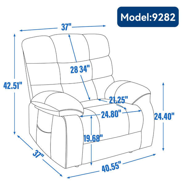 English Elm Lift Recliner Chair Dual Motor Chenille Upholstered with Heat Massage for Living Room W3224P293251