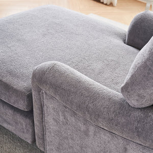 English Elm Modern Mid-Century Oversized Chaise Lounger Sofa Bed with Solid Wood Legs, Deep Seat Comfort Sleeper Grey W2363S00070