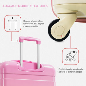 English Elm Luggage Sets 3 Piece Abs Hardshell Spinner Suitcase Collection with Tsa Lock Pink N726P281629S