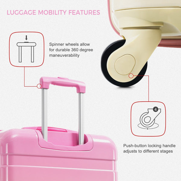 English Elm Luggage Sets 3 Piece Abs Hardshell Spinner Suitcase Collection with Tsa Lock Pink N726P281629S
