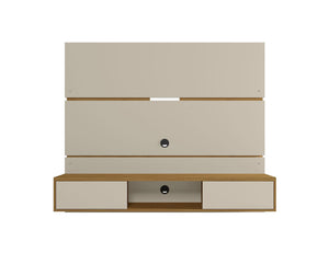 Manhattan Comfort Vernon Mid-Century Modern Floating Entertainment Center Off White and Cinnamon 236BMC12
