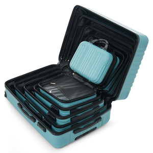English Elm 6-piece Hardshell Abs Luggage Set with Spinner Wheels Tsa Lock and Scratch Resistant Shell Ice Blue N730P354689C