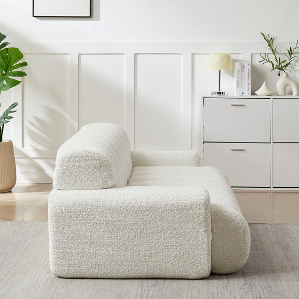 English Elm [video]87.4-inch Cloud Series Chenille Three-seater Sofa with Tufted Square Arms for Living Rooms White W3505P383948