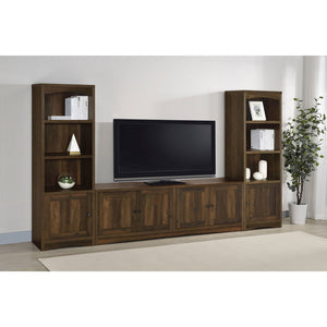 English Elm Stott Dark Pine Media Tower with Adjustable Shelves and Display Space, 70.75" Tall Brown Storage Unit B062P299839
